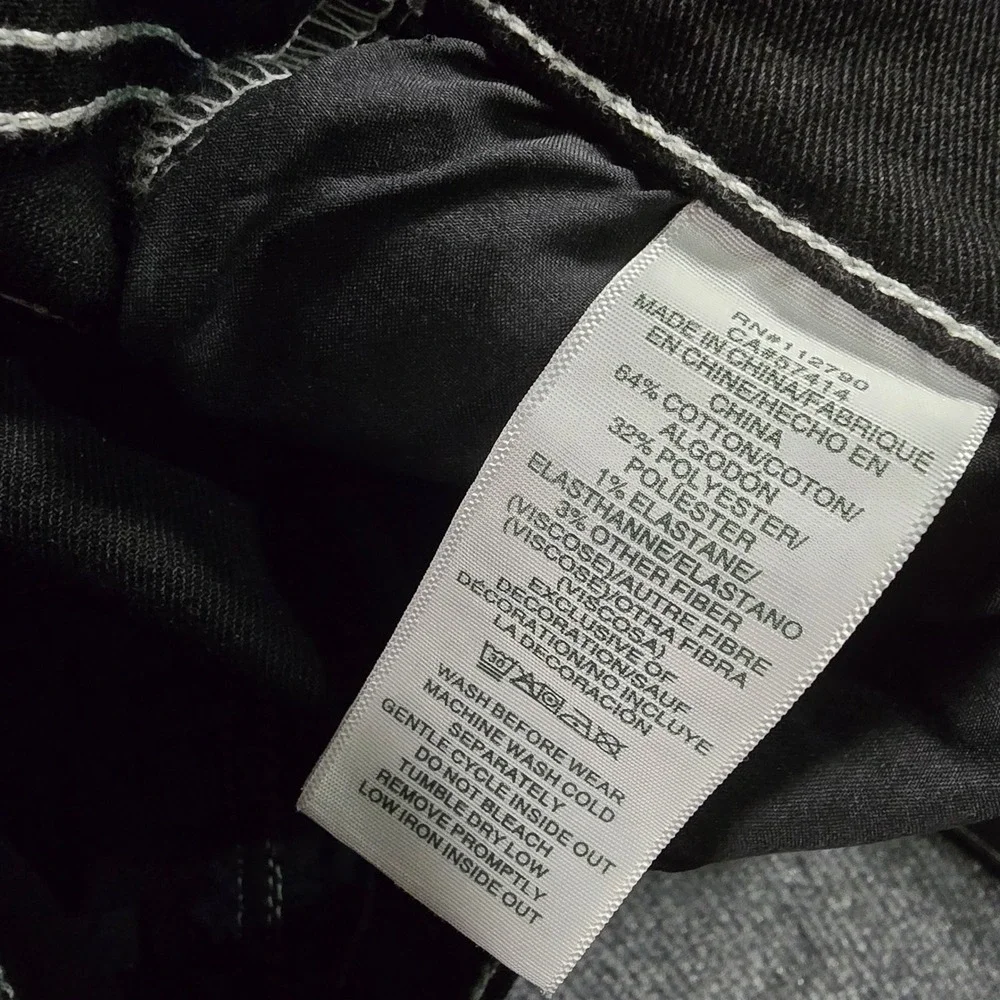 NWT True Religion Ricky Relaxed Straight Jeans Rinse Black Contrast Stitch 36